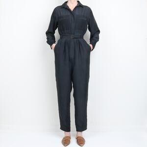 Vintage 1980s Black Silk Jumpsuit S